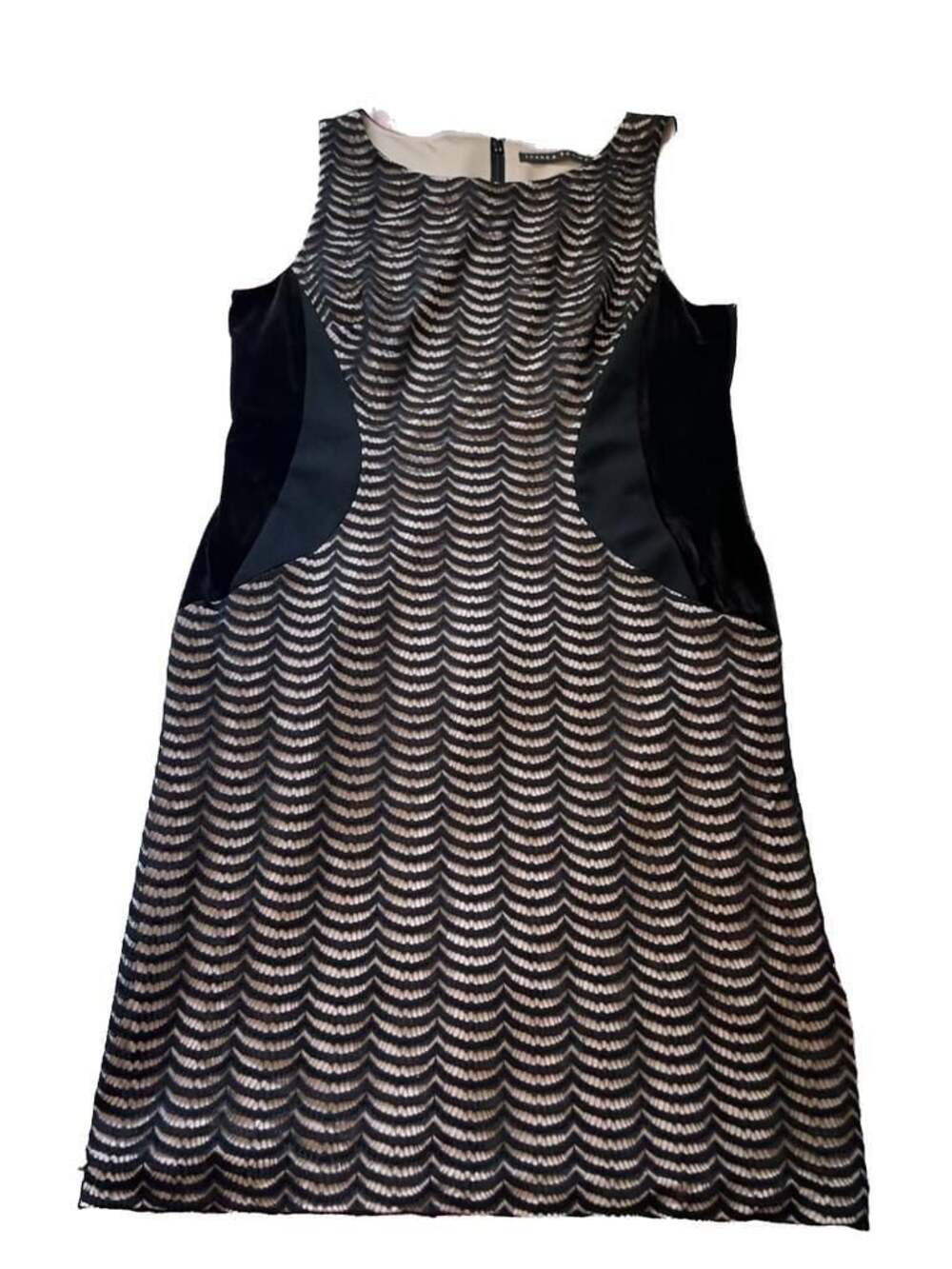 Ivanka Trump Sleeveless Scalloped Lace Sheath Dress Black Nude Size 14